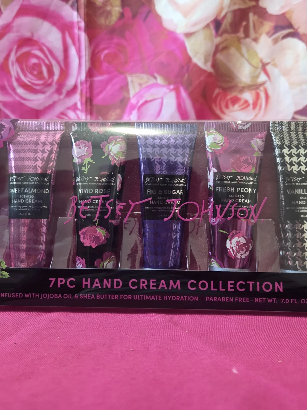 Betsey Johnson 7pc Vivid Rose & Floral Hand Cream Collection - Pink